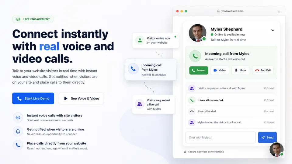 Browser voice calls for website visitors